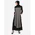 Layered Casual abaya- Black-Grey
